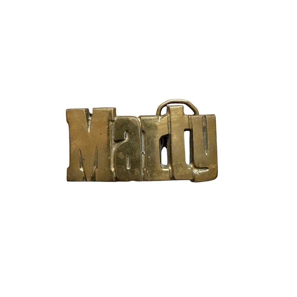 Vintage Aminco Solid Brass Marty Name Belt Buckle Personalized Western Retro